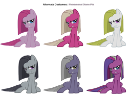 Size: 3700x2750 | Tagged: safe, artist:moongazeponies, artist:pika-robo, cupcake (g4), limestone pie, marble pie, pinkie pie, surprise, earth pony, pony, g1, g3, g4, alternate costumes, female, g1 to g4, g3 to g4, generation leap, mare, palette swap, pinkamena diane pie, recolor, simple background, sugarcup, surprisamena, transparent background