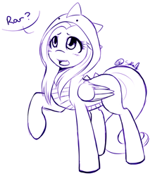 Size: 450x511 | Tagged: safe, artist:spittfireart, fluttershy, dragon, pegasus, pony, costume, cute, fanfic, fanfic art