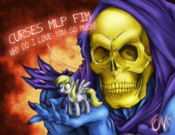 Size: 1078x833 | Tagged: safe, artist:ciberman001, derpy hooves, pegasus, pony, crossover, female, he-man, mare, skeletor