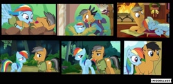 Size: 1600x780 | Tagged: safe, derpibooru import, edit, screencap, quibble pants, rainbow dash, pegasus, pony, stranger than fan fiction, angry, collage, cuddling, cutie mark, discovery family logo, faic, female, grin, happy, laughing, male, missing accessory, moments, nervous, quibbledash, shipping, smiling, smug, straight, tickling