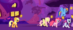 Size: 692x289 | Tagged: safe, derpibooru import, screencap, applejack, fluttershy, pinkie pie, rainbow dash, rarity, twilight sparkle, earth pony, pegasus, pony, unicorn, the ticket master