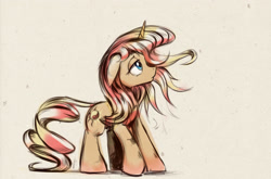 Size: 3000x1976 | Tagged: safe, artist:gsphere, sunset shimmer, pony, unicorn, sad, solo, sunsad shimmer, windswept mane