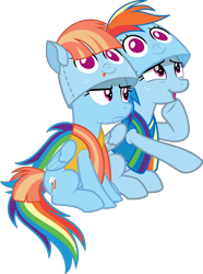 Size: 3000x4043 | Tagged: safe, artist:sollace, derpibooru import, rainbow dash, windy whistles, pegasus, pony, parental glideance, .svg available, clothes, costume, duo, frown, like mother like daughter, open mouth, raised hoof, simple background, sitting, smiling, transparent background, vector