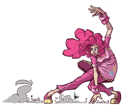 Size: 1000x854 | Tagged: safe, artist:theartrix, pinkie pie, human, action pose, clothes, female, humanized, simple background, slide, solo, transparent background