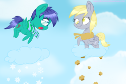 Size: 3000x2000 | Tagged: safe, artist:pastelflakes, derpy hooves, pegasus, pony, chibi, female, mare, muffin