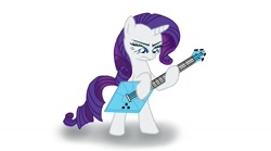 Size: 1440x798 | Tagged: safe, artist:ceehoff, rarity, pony, unicorn, female, guitar, mare, purple mane, solo, white coat