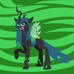 Size: 2577x2567 | Tagged: safe, artist:deerbutt, queen chrysalis, changeling, changeling queen, smug, solo