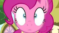 Size: 1280x720 | Tagged: safe, artist:dtkraus, derpibooru exclusive, edit, edited screencap, screencap, pinkie pie, earth pony, pony, animated, bust, close-up, derp, frown, portrait, solo, wat, wide eyes