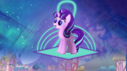 Size: 1920x1080 | Tagged: safe, artist:skycraftdie, starlight glimmer, pony, unicorn, effects, female, mare, ponyville, solo, vector, wallpaper