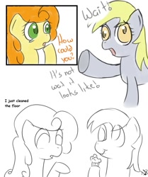 Size: 1024x1224 | Tagged: safe, artist:mrfizzyu, carrot top, derpy hooves, golden harvest, pegasus, pony, comic, female, mare, muffin