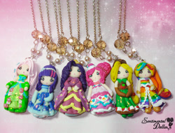 Size: 750x570 | Tagged: safe, artist:sentimentaldolliez, derpibooru import, applejack, fluttershy, pinkie pie, rainbow dash, rarity, twilight sparkle, human, clothes, craft, dress, humanized, light skin, mane six, sculpture