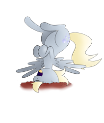 Size: 900x1059 | Tagged: safe, artist:d3rpy, derpy hooves, pegasus, pony, dirt, female, mare, solo, upside down