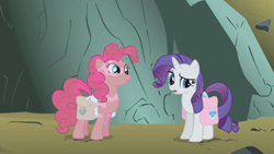 Size: 1280x720 | Tagged: safe, screencap, pinkie pie, rarity, earth pony, pony, unicorn, dragonshy, saddle bag