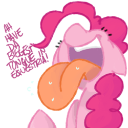 Size: 800x800 | Tagged: safe, artist:xieril, pinkie pie, earth pony, pony, impossibly long tongue, solo, tongue out