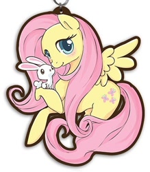 Size: 350x400 | Tagged: safe, artist:tastypeach, angel bunny, fluttershy, pegasus, pony, charm, female, mare