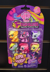 Size: 597x868 | Tagged: safe, derpibooru import, applejack, fluttershy, pinkie pie, rainbow dash, rarity, twilight sparkle, earth pony, pegasus, pony, unicorn, butt wings, chibi, fash'ems, hand, mane six, merchandise, rainbow power, special face