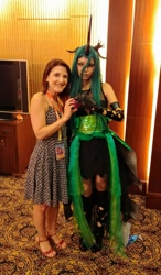 Size: 701x1199 | Tagged: safe, queen chrysalis, human, canton cn bronycon, china ponycon, clothes, cosplay, costume, irl, irl human, kelly sheridan, photo, voice actor