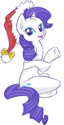 Size: 354x690 | Tagged: safe, artist:lady-kriss, rarity, pony, unicorn, hat, santa hat, solo