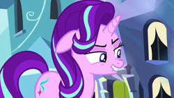 Size: 1280x720 | Tagged: safe, screencap, starlight glimmer, pony, the crystalling, lip bite, scheming, solo