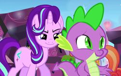 Size: 800x500 | Tagged: safe, screencap, spike, starlight glimmer, dragon, pony, unicorn, the crystalling, cropped