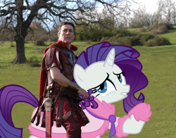 Size: 870x681 | Tagged: safe, rarity, human, humans riding ponies, irl, julius caesar, photo, ponies in real life, riding