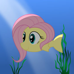 Size: 6000x6000 | Tagged: safe, artist:johnjoseco, artist:mamandil, fluttershy, fish, absurd resolution, fishified, flutterfish, solo, species swap, underwater, watershy