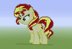 Size: 1280x881 | Tagged: safe, sunset shimmer, pony, minecraft, minecraft pixel art, pixel art