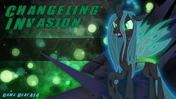 Size: 3840x2160 | Tagged: safe, artist:dashiesparkle, artist:game-beatx14, queen chrysalis, changeling, changeling queen, 4k, music, solo, song art