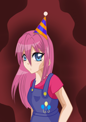 Size: 1240x1754 | Tagged: safe, artist:derpsonhooves, pinkie pie, humanized, overalls, pinkamena diane pie