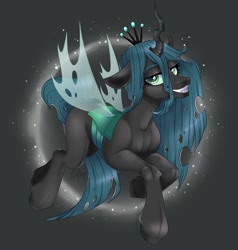 Size: 1024x1075 | Tagged: safe, artist:hollybright, queen chrysalis, changeling, changeling queen, female, looking at you, mare, smiling, solo