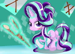 Size: 4471x3254 | Tagged: safe, artist:lovehtf421, starlight glimmer, pony, unicorn, looking at you, plot, s5 starlight, solo, staff, staff of sameness