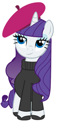 Size: 480x939 | Tagged: safe, rarity, pony, unicorn, beatnik rarity, beret, clothes, hat, pregnant, pregnant edit