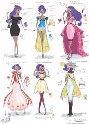 Size: 2000x2791 | Tagged: safe, artist:glasmond, rarity, clothes, design, dress, fashion, fashion design, gala dress, horned humanization, humanized, sketch, sketch dump, skinny