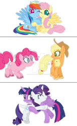 Size: 1024x1671 | Tagged: safe, artist:bezziie, derpibooru import, applejack, fluttershy, pinkie pie, rainbow dash, rarity, twilight sparkle, twilight sparkle (alicorn), alicorn, earth pony, pegasus, pony, unicorn, fame and misfortune, base used, flawless, mane six, scene interpretation, unshorn fetlocks, watermark