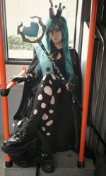 Size: 864x1440 | Tagged: safe, artist:kaihyakuya, queen chrysalis, human, clothes, cosplay, costume, irl, irl human, photo, throne