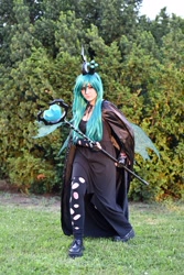 Size: 1367x2048 | Tagged: safe, artist:kaihyakuya, queen chrysalis, human, clothes, cosplay, costume, irl, irl human, photo