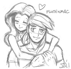 Size: 900x872 | Tagged: safe, artist:johnjoseco, big macintosh, fluttershy, human, female, fluttermac, grayscale, humanized, male, monochrome, shipping, straight