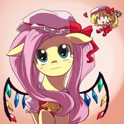 Size: 500x500 | Tagged: safe, artist:keterok, fluttershy, pegasus, pony, crossover, cute, flandershy, flandre scarlet, shyabetes, touhou