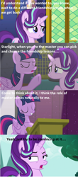 Size: 3904x8896 | Tagged: safe, artist:magicnova, edit, edited screencap, screencap, starlight glimmer, twilight sparkle, twilight sparkle (alicorn), alicorn, pony, no second prances, the cutie re-mark, burn, caption, image macro, meme, rekt, screencap comic, shots fired, star wars