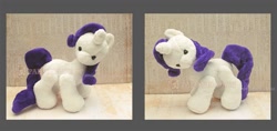 Size: 1271x600 | Tagged: safe, artist:paeoniadrop, artist:shadowedporcelain, rarity, filly, irl, photo, plushie