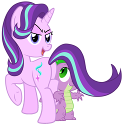 Size: 1470x1491 | Tagged: safe, edit, spike, starlight glimmer, dragon, pony, unicorn, bump, eyes on the prize, female, hundreds of users filter this tag, lip bite, male, mare, plot, shipping, simple background, sparlight, straight, straight shota, transparent background, underass, vector, vector edit