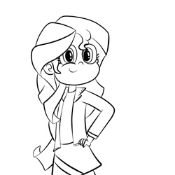 Size: 1024x1024 | Tagged: safe, artist:megajack, sunset shimmer, equestria girls, monochrome, solo