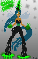 Size: 1024x1569 | Tagged: safe, artist:rainbowwerewolf666, queen chrysalis, changeling, changeling queen, satyr, satyrized, solo