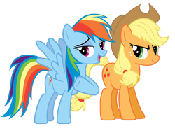 Size: 5000x3797 | Tagged: safe, artist:are-you-jealous, derpibooru import, applejack, rainbow dash, earth pony, pegasus, pony, female, high res, mare, simple background, transparent background, vector