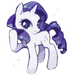 Size: 600x660 | Tagged: safe, artist:koko24, rarity, pony, unicorn, cute, female, looking at you, mare, raised hoof, raribetes, smiling, solo