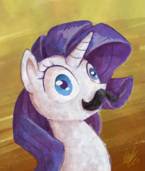 Size: 1191x1403 | Tagged: safe, artist:zestyoranges, rarity, pony, unicorn, female, horn, mare, moustache, white coat