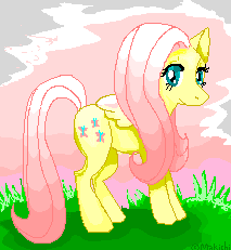 Size: 213x231 | Tagged: safe, artist:makichi, fluttershy, pegasus, pony, female, mare, ms paint, pink mane, yellow coat