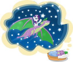 Size: 2416x2062 | Tagged: safe, rarity, spike, dragon, pony, unicorn, dream, female, male, older, shipping, sparity, straight