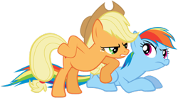 Size: 900x495 | Tagged: safe, artist:flutterguy317, derpibooru import, applejack, rainbow dash, earth pony, pegasus, pony, fall weather friends, bipedal, female, mare, simple background, transparent background, vector