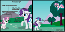 Size: 1450x730 | Tagged: safe, artist:ivanpqwerty, rarity, sweetie belle, pony, unicorn, close enough, comic, cute, diasweetes, equestria's best big sister, levitation, magic, raribetes, telekinesis